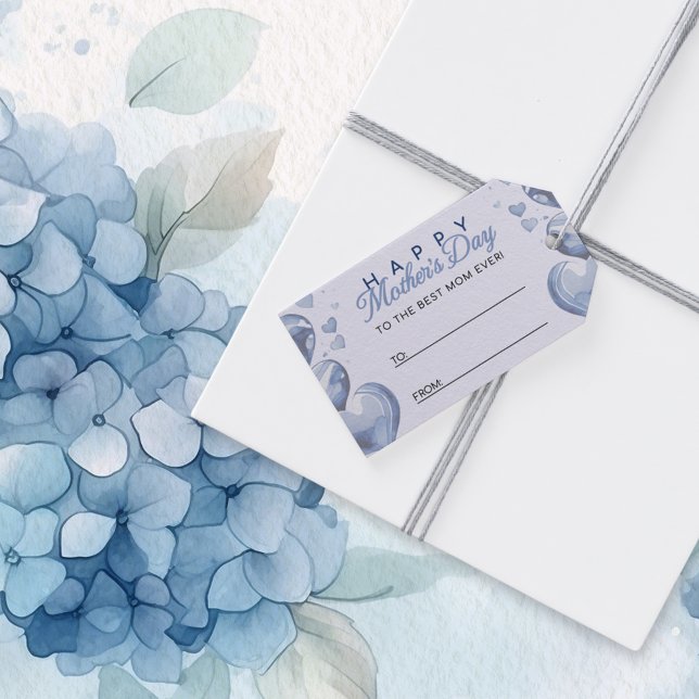 Blue Hearts Lycklig Mors dag Presentetikett (Skapare uppladdad)