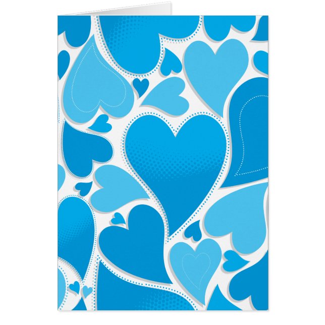 Blue Hearts Mönster Hälsningskort (Framsidan)