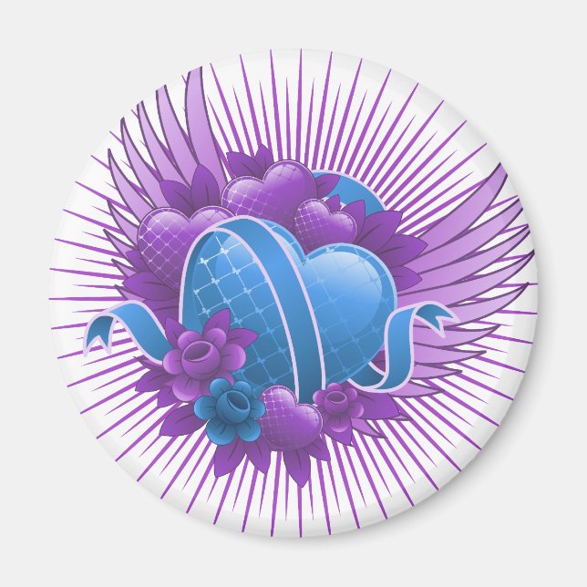 Blue Hearts Ro och Vingar Magnet (Framsidan)