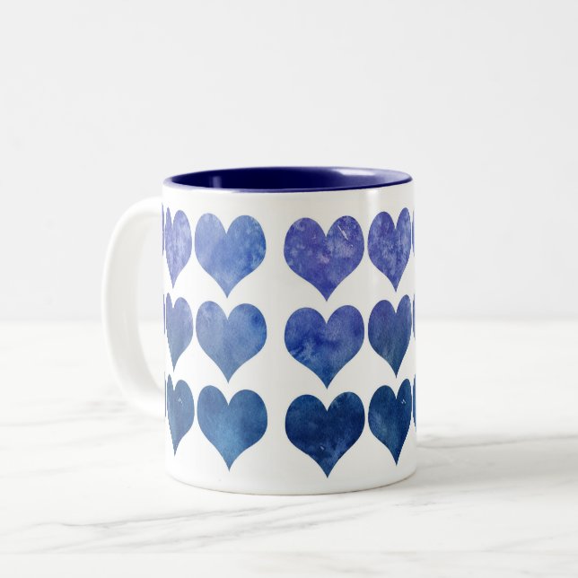 Blue Hearts Romantik Kärlek Mugg (Framsida vänster)