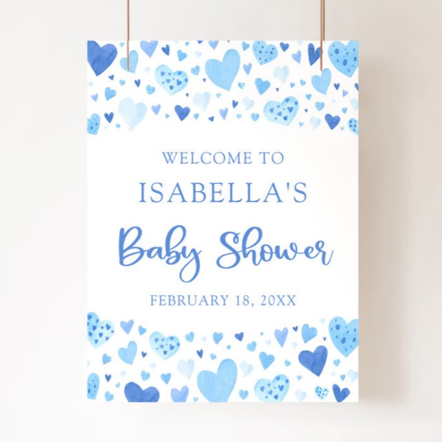 Blue Hearts Valentine Baby Shower Poster (Skapare uppladdad)