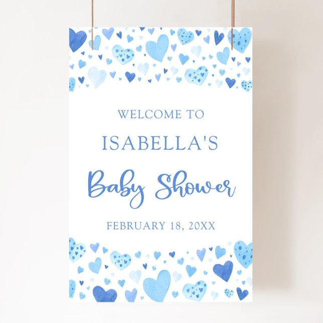 Blue Hearts Valentine Baby Shower Poster (Skapare uppladdad)