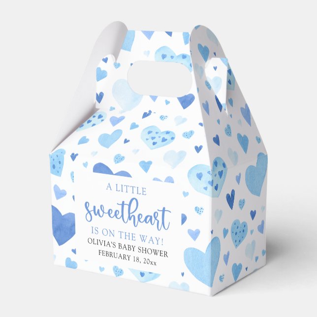Blue Hearts Valentine Baby Shower Presentaskar (Framsidan Sidan)