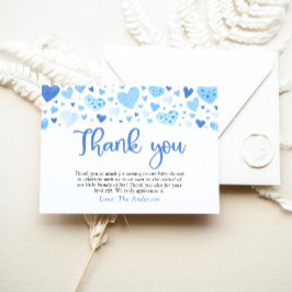 Blue Hearts Valentine Baby Shower Tack för kortet Inbjudningar