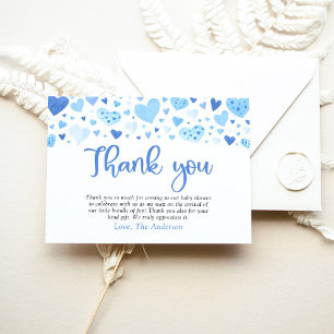 Blue Hearts Valentine Baby Shower Tackkort Inbjudningar