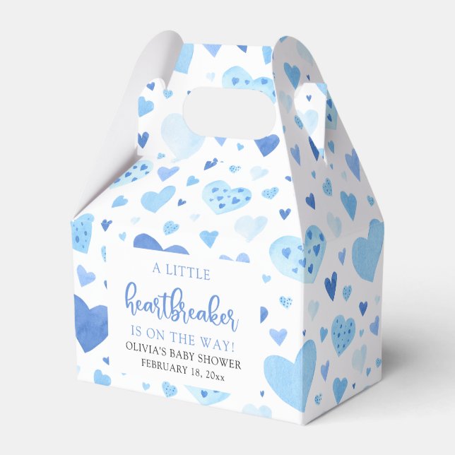 Blue Hearts Valentine Heartbreaker Baby Shower Presentaskar (Framsidan Sidan)