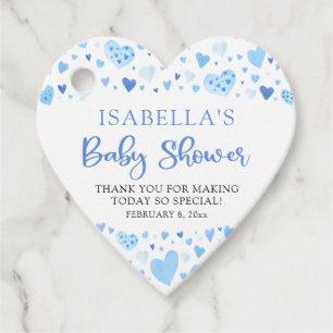Blue Hearts Valentine Sweetheart Bebis Shower Gåvor Etiketter