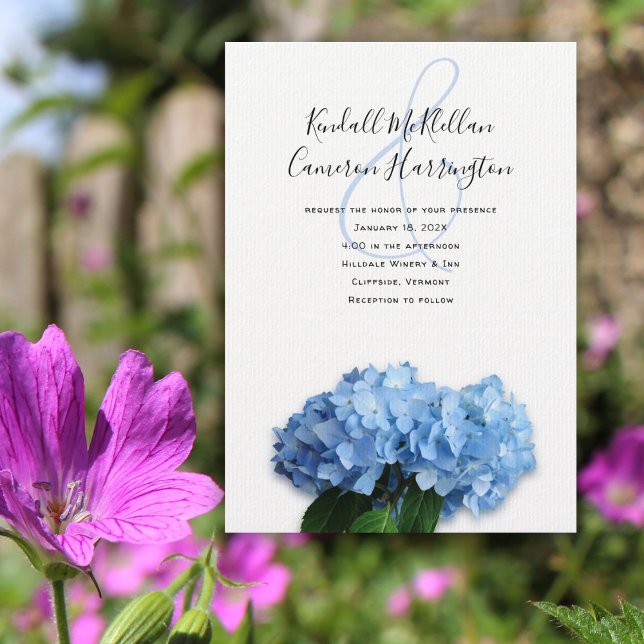 Blue Heaven Hydrangea Bröllop, par bjudande in Inbjudningar (Skapare uppladdad)