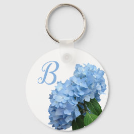 Blue Heaven Hydrangea Monogram Initial Keychain Nyckelring