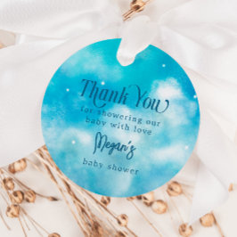 Blue Heaven Sent Baby Shower Gåvor Etiketter