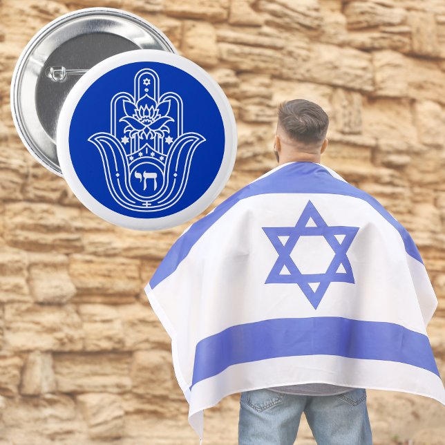 Blue Hebrew Chai Jewish Hand of Miriam Hamsa Knapp (Skapare uppladdad)