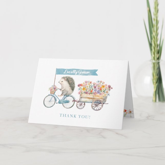 Blue Hedgehog Baby Shower - tack för ditt kort (Framsida)
