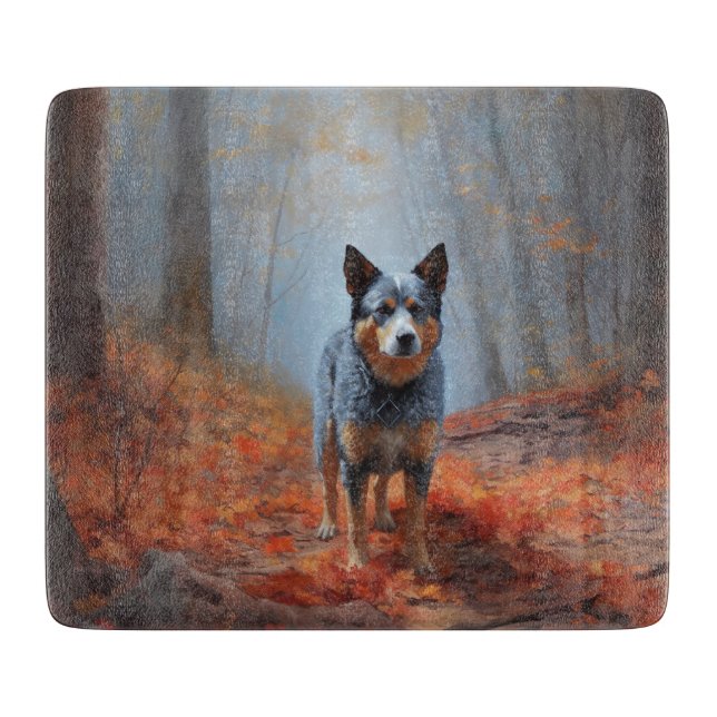 Blue Heeler bland höstlöv Fall Inspirerar (Framsidan)