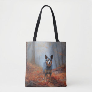 Blue Heeler bland höstlöv Fall Inspirerar Tygkasse