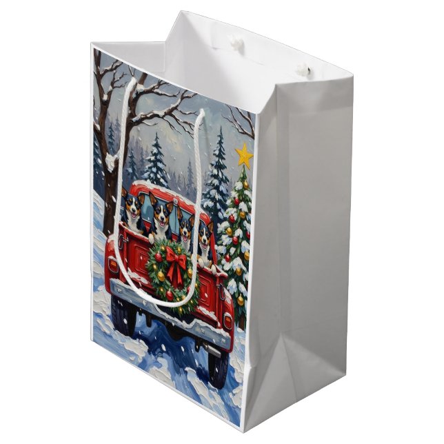Blue Heeler Christmas Red Truck Holiday (Framsidan Vinklad)