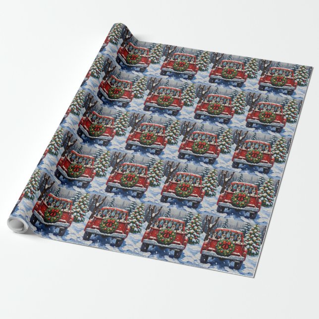 Blue Heeler Christmas Red Truck Holiday Presentpapper (Utrullad)
