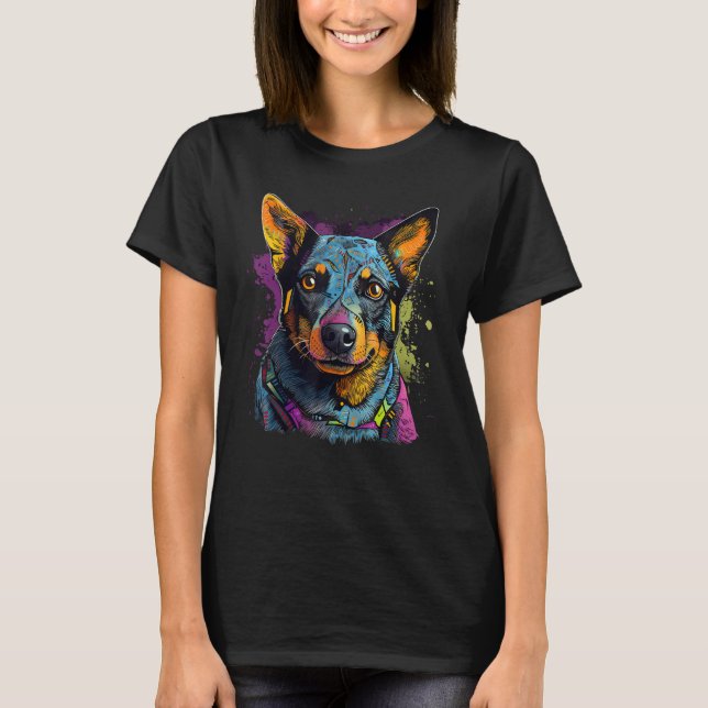 Blue Heeler Geometry Australian Cattle Dog Mandala T Shirt (Framsida)