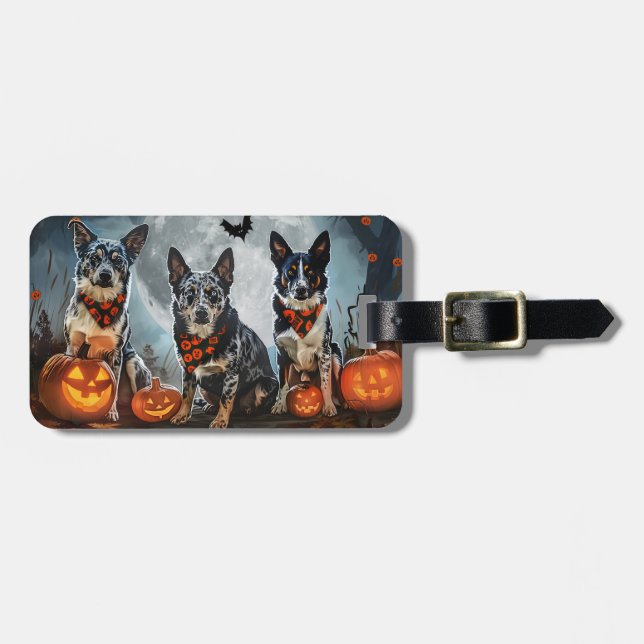Blue Heeler Halloween Kuslig Bagagebricka (Horisontell Framsida)