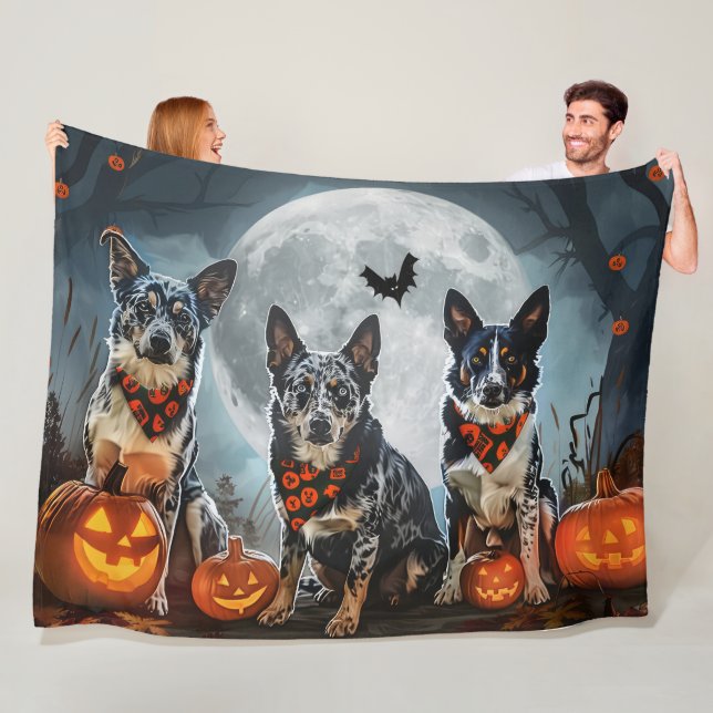 Blue Heeler Halloween Kuslig Fleecefilt (På plats)
