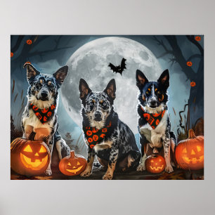Blue Heeler Halloween Kuslig Poster