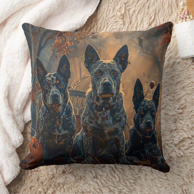 Blue Heeler Halloween Natt Hund Delight Kudde (Filt)