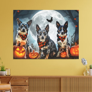Blue Heeler Halloween Skräcklig Canvastryck