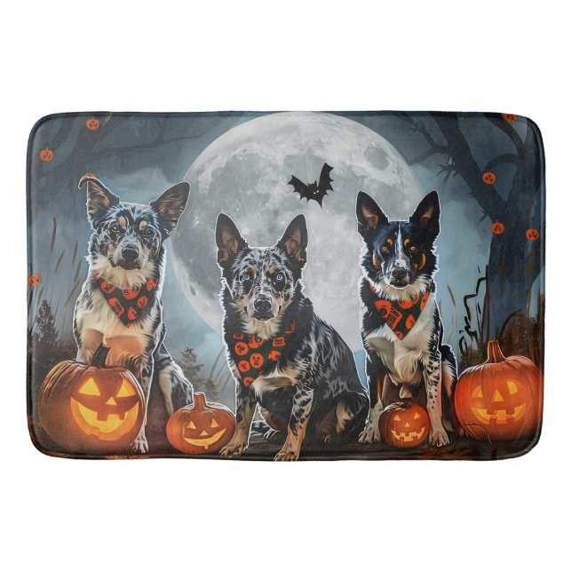 Blue Heeler Halloween Spooky Badrumsmatta (Framsidan)