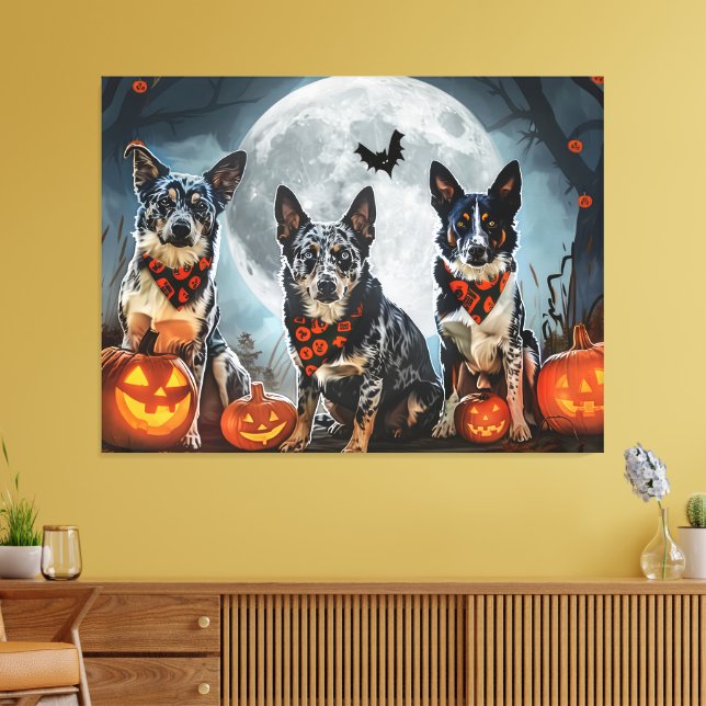 Blue Heeler Halloween Spooky Canvastryck (Insitu (Vardagsrum))