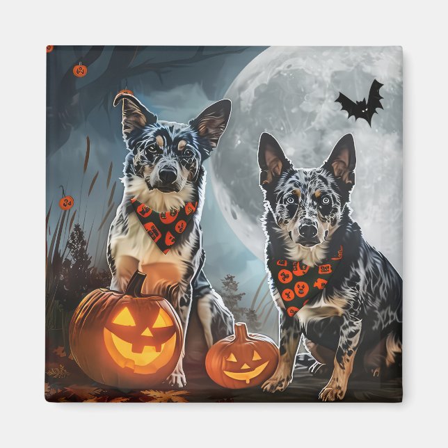 Blue Heeler Halloween Spooky Magnet (Framsidan)