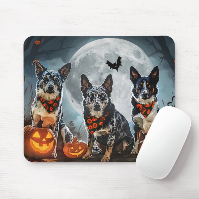 Blue Heeler Halloween Spooky Musmatta (Med mus)