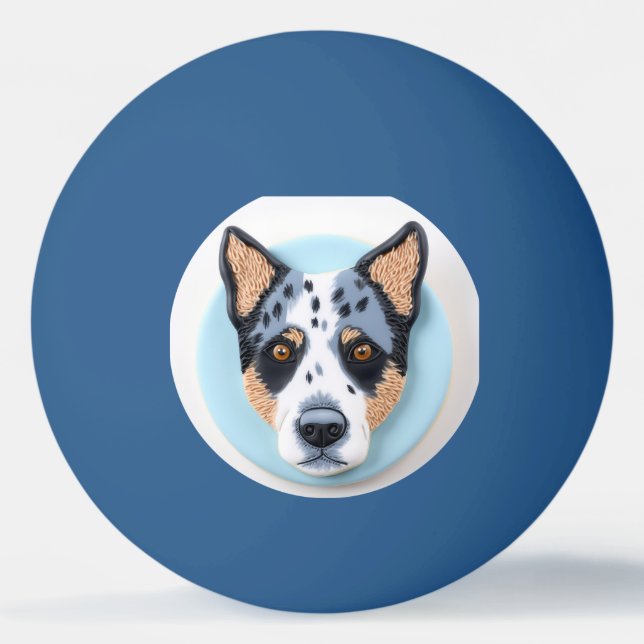 Blue Heeler Hund 3D Inspired Pingisboll (Framsidan)