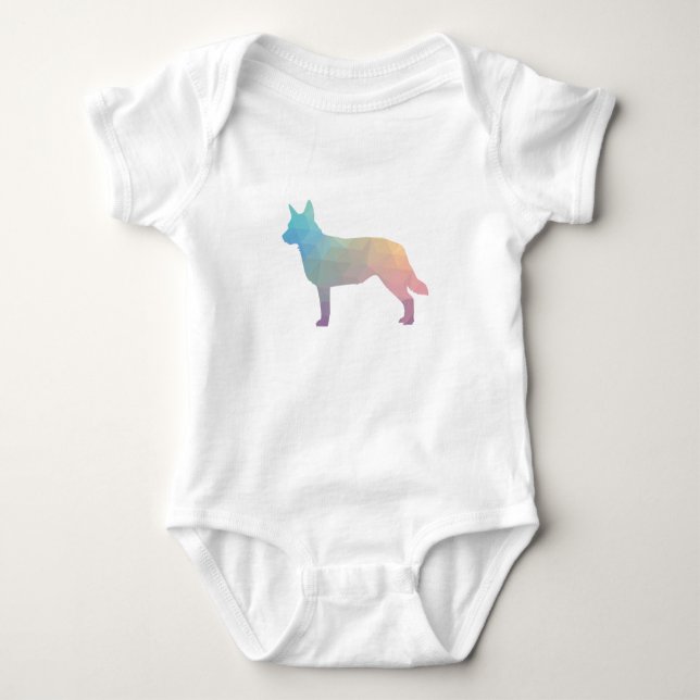 Blue Heeler Hund aveln Silhouette Geo Pastel T Shirt (Framsida)