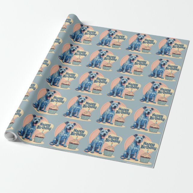 Blue Heeler Hund Colorful Presentpapper (Utrullad)
