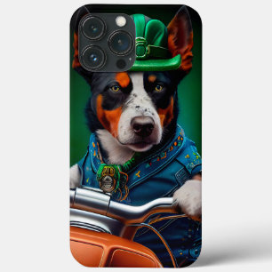 Blue Heeler Hund Driving Bike St. Patrick's Day
