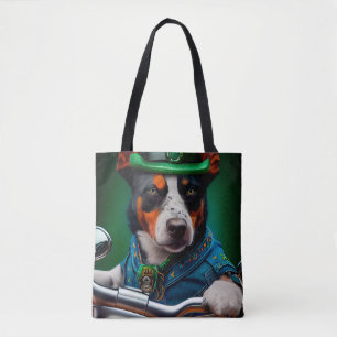 Blue Heeler Hund Driving Bike St. Patrick's Day Tygkasse