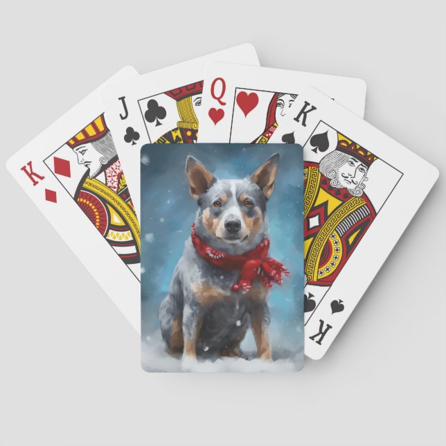 Blue Heeler Hund i julen i Snö Casinokort (Baksidan)