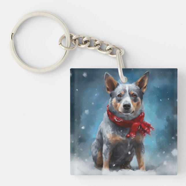 Blue Heeler Hund i Snö Jul  (Framsidan)