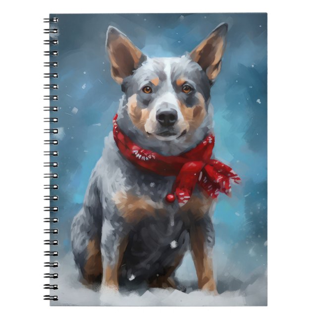Blue Heeler Hund i Snö Jul  Anteckningsbok (Framsidan)