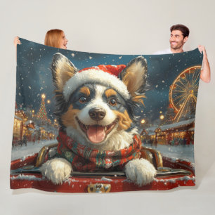 Blue Heeler Hund Roller Underlägg jul Fleecefilt