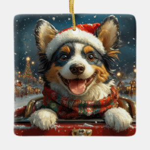 Blue Heeler Hund Roller Underlägg jul Julgransprydnad Keramik