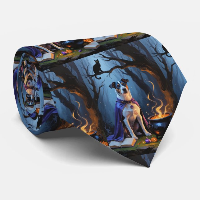 Blue Heeler Hund Whimsical Halloween-målning Slips (Rullad)