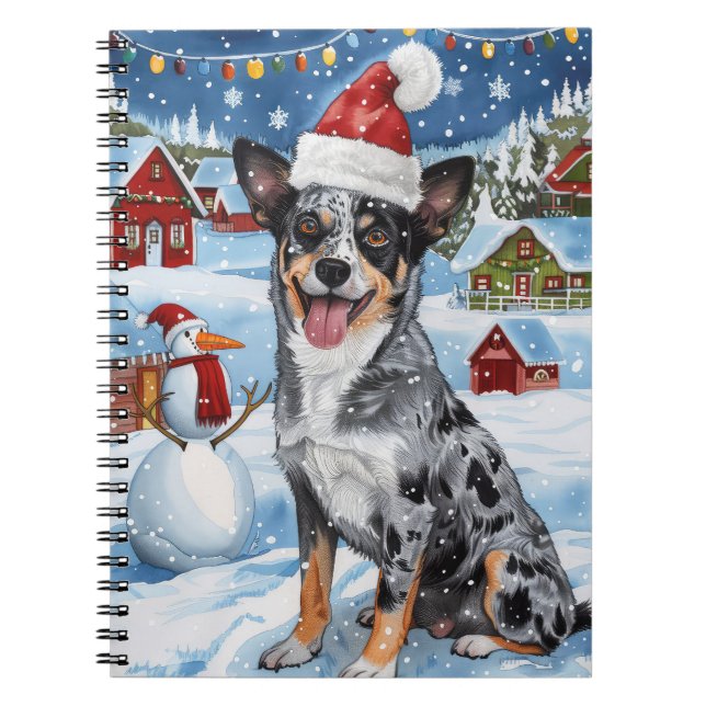 Blue Heeler Hund Winter Wonderland jul Joy Anteckningsbok (Framsidan)