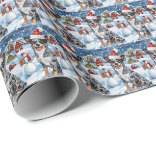 Blue Heeler Hund Winter Wonderland jul Joy Presentpapper