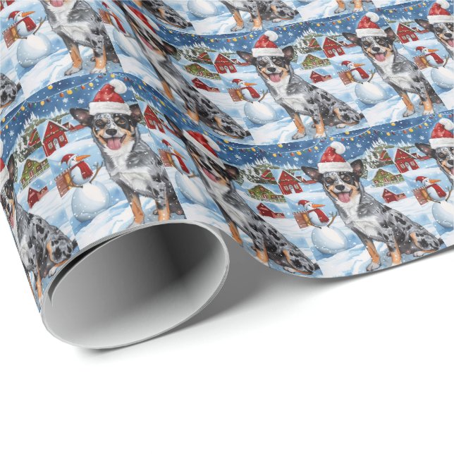 Blue Heeler Hund Winter Wonderland jul Joy Presentpapper (Rullad Hörn)