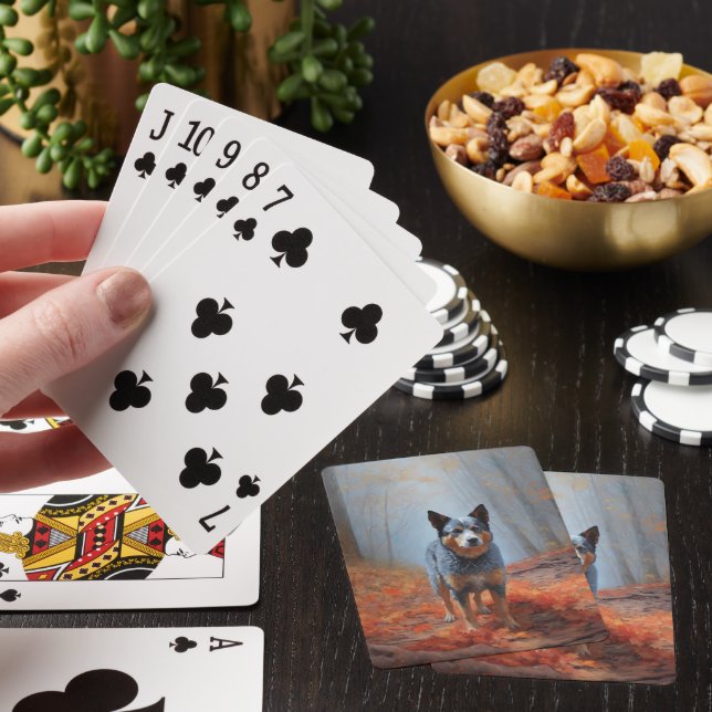 Blue Heeler i Höst löv Fall Inspire Casinokort (På plats)