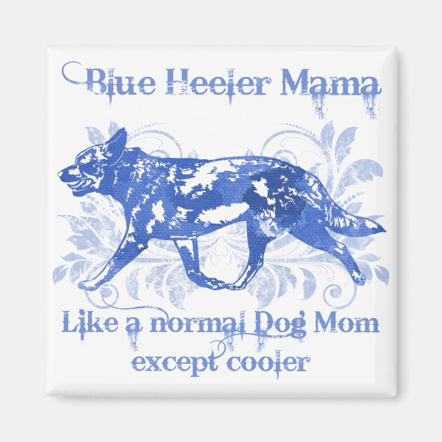 Blue Heeler Mamma Watercolor Blue Magnet (Framsidan)