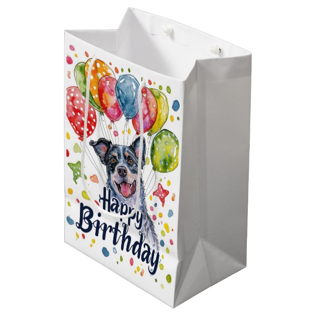 Blue Heeler med ballonger (Framsidan Vinklad)