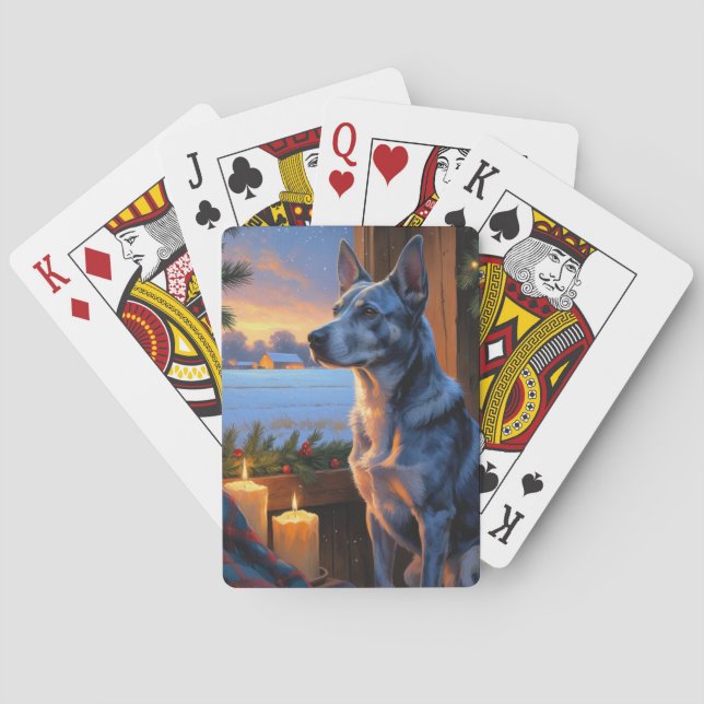 Blue Heeler med julbelysning Holiday  Casinokort (Baksidan)