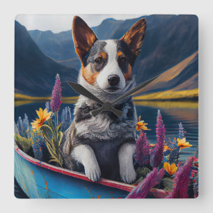 Blue Heeler på en Paddle: En Scenia Äventyr Fyrkantig Klocka