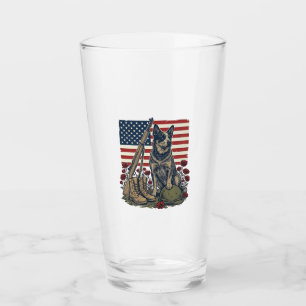 Blue Heeler Patriotiskt Minnesmärke Vintage Gravyr Glaskopp